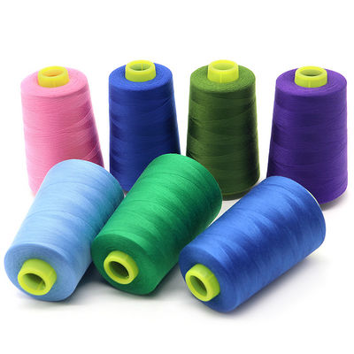 Χαμηλή MOQ 40/2 5000yds χρωματισμένο σπουν 100% πολυεστέρα ραπτική κλωστή για χειροποίητο πλέξιμο ανθεκτική