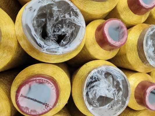 125g Κωνικό υλικό 100% πολυεστέρα Μεταλλική κεντή νήμα τύπου MS καθαρό χρυσό 150D 120D για πλέξιμο