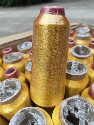 125g Κωνικό υλικό 100% πολυεστέρα Μεταλλική κεντή νήμα τύπου MS καθαρό χρυσό 150D 120D για πλέξιμο